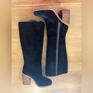 UGG Black Suede Over-the-Knee Block Heel Boots